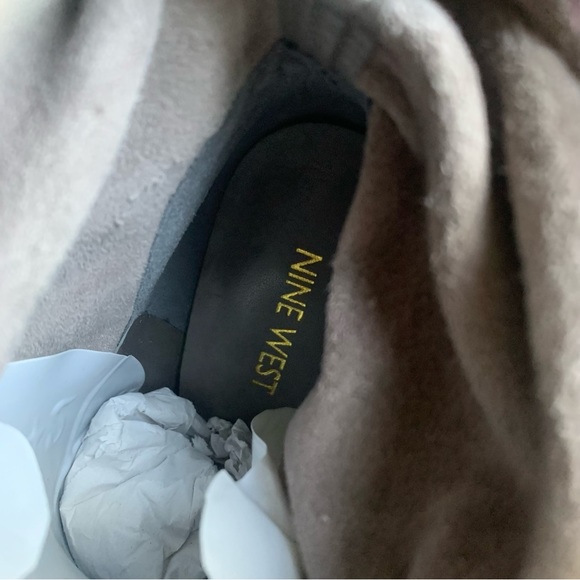 New Nine West Ronia Peep Toe Booties Grey Suede Leather Sz 6 - Picture 9 of 13